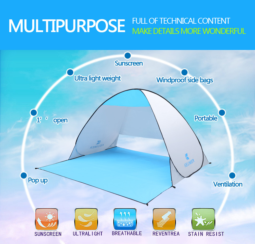 Cheap Goat Tents Keumer 2020 New Automatic Packable Camping Tent UV protection Pop Up Beach Tent Waterproof  for Outdoor Recreation Tourist Tents Tents 